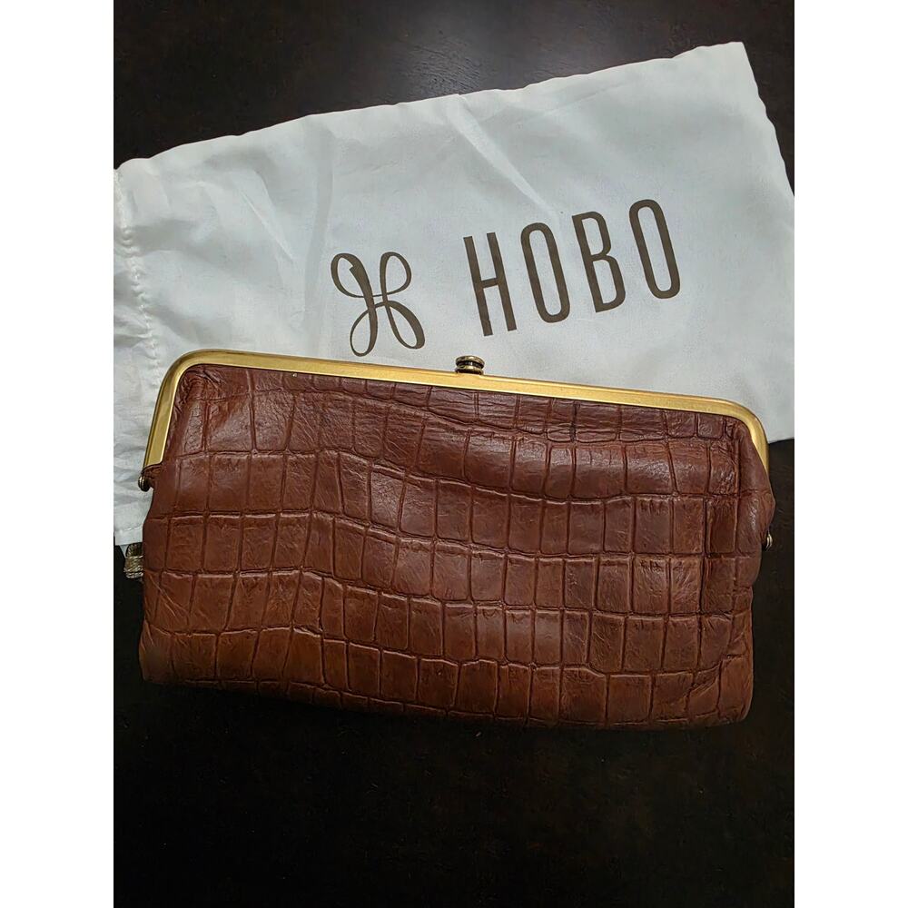 Hobo Lauren Croco Brandy Wallet Gold Hardware - Picture 4 of 7